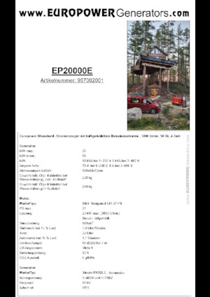 Gasoline Power Generators Europower EP20000E (S)