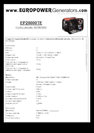 Gasoline Power Generators Europower EP20000TE (S)