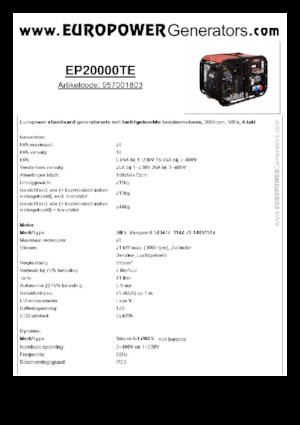 Gasoline Power Generators Europower EP20000TE (S)