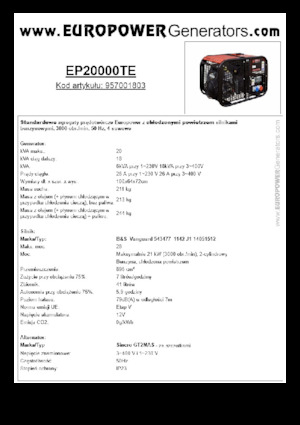 Gasoline Power Generators Europower EP20000TE (S)