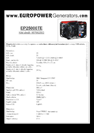 Gasoline Power Generators Europower EP25000TE (S)