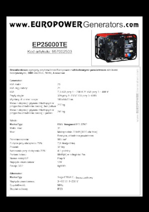 Gasoline Power Generators Europower EP25000TE (S)