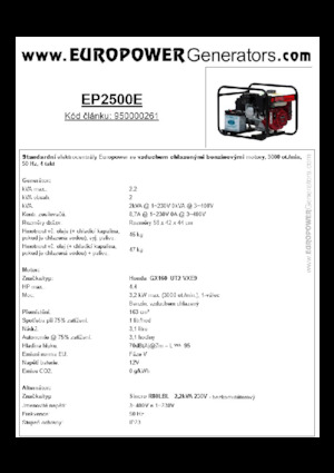 Gasoline Power Generators Europower EP2500E (S)