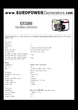 Gasoline Power Generators Europower EP3300 (MA)