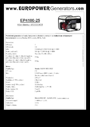 Gasoline Power Generators Europower EP4100-25 (S)