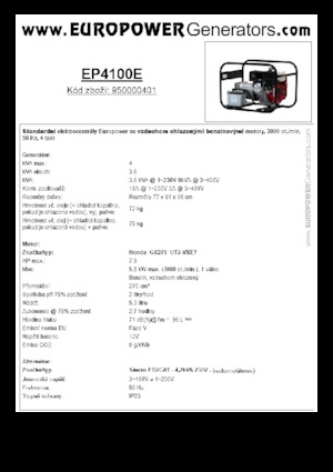 Gasoline Power Generators Europower EP4100E (S)