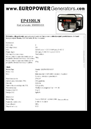 Benzinli Jeneratörler Europower EP4100LN (S)