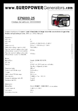 Gasoline Power Generators Europower EP6000-25 (S)