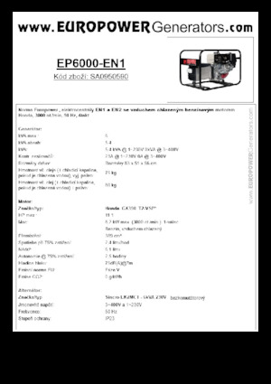 Gasoline Power Generators Europower EP6000 EN1 (S)