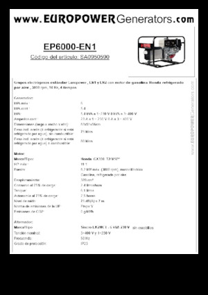 Gasoline Power Generators Europower EP6000 EN1 (S)