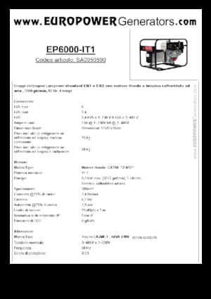 Gasoline Power Generators Europower EP6000 EN1 (S)