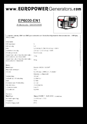 Gasoline Power Generators Europower EP6000 EN1 (S)