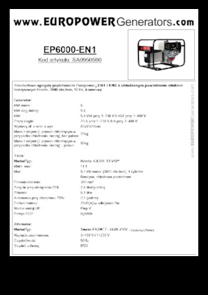 Gasoline Power Generators Europower EP6000 EN1 (S)