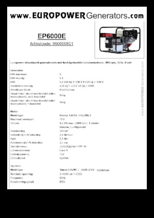 Gasoline Power Generators Europower EP6000E (S)