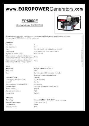 Gasoline Power Generators Europower EP6000E (S)