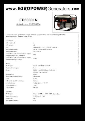 Gasoline Power Generators Europower EP6000LN (S)