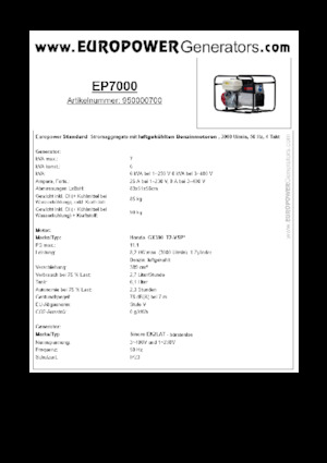 Gasoline Power Generators Europower EP7000 (S)