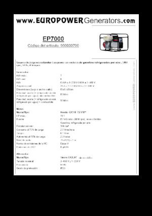 Gasoline Power Generators Europower EP7000 (S)
