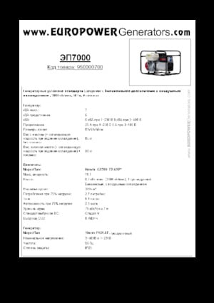 Gasoline Power Generators Europower EP7000 (S)