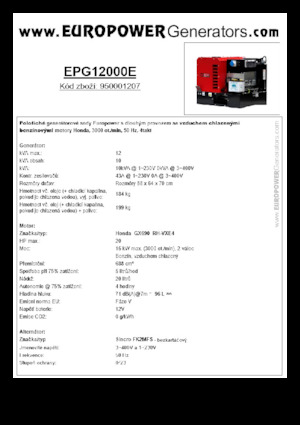 Gasoline Power Generators Europower EPG12000E (S)
