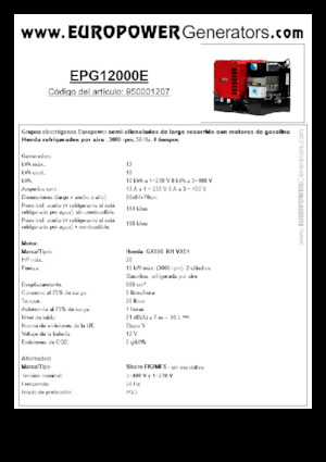 Benzinli Jeneratörler Europower EPG12000E (S)