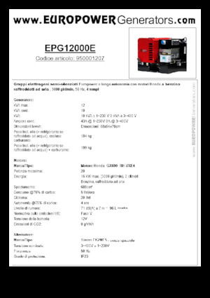 Gasoline Power Generators Europower EPG12000E (S)
