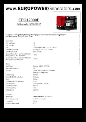 Gasoline Power Generators Europower EPG12000E (S)