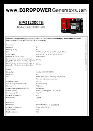Gasoline Power Generators Europower EPG12000TE (S)