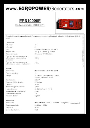 Gasoline Power Generators Europower EPS10000E (MA)