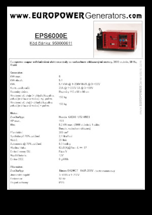 Gasoline Power Generators Europower EPS6000E (S)