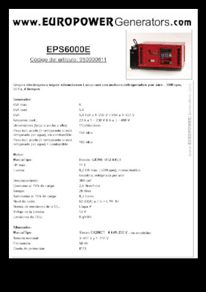 Gasoline Power Generators Europower EPS6000E (S)
