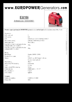 Gasoline Power Generators Europower EU10i