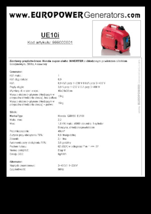 Gasoline Power Generators Europower EU10i