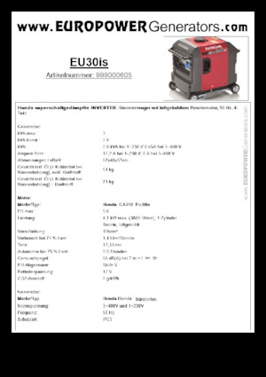Gasoline Power Generators Europower EU30is
