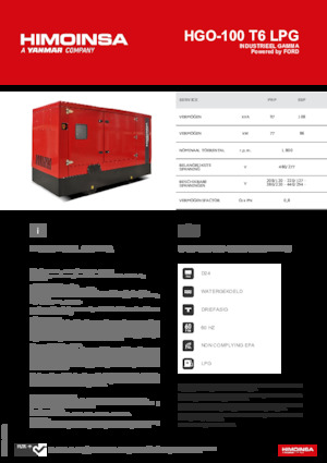 Gasoline Power Generators HIMOINSA HGO-100 T6 LPG