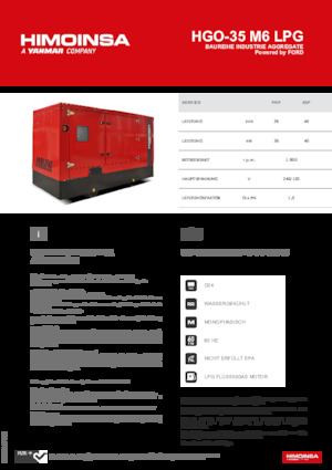 Gasoline Power Generators HIMOINSA HGO-35 M6 LPG
