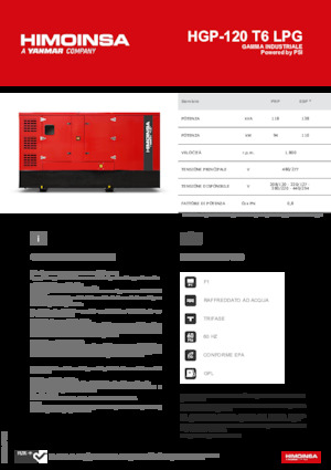 Benzinli Jeneratörler HIMOINSA HGP-120 T6 LPG