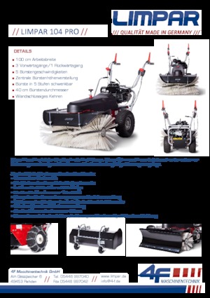 Hand-controlled Sweepers Limpar 104 Pro