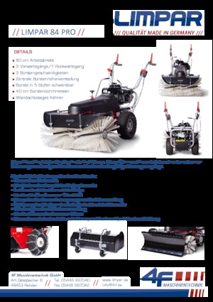 Hand-controlled Sweepers Limpar 84 Pro