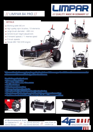 Hand-controlled Sweepers Limpar 84 Pro