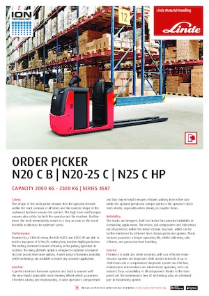Order Pickers & Cherry Picker Forklifts Linde N20C