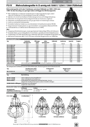 Hydr. clamshell buckets Kinshofer P 51 V 1500-5 W