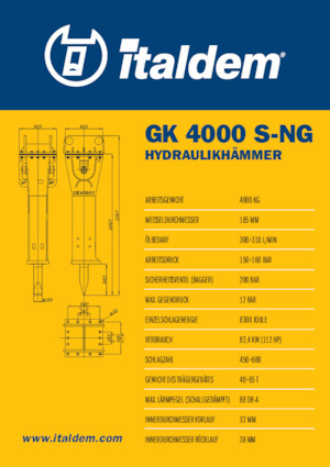 Hydraulic Breakers Italdem GK 4000 S-NG