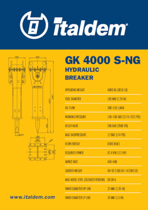 Hydraulic Breakers Italdem GK 4000 S-NG