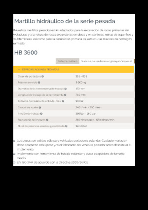 Hydraulic Breakers Epiroc HB 3600