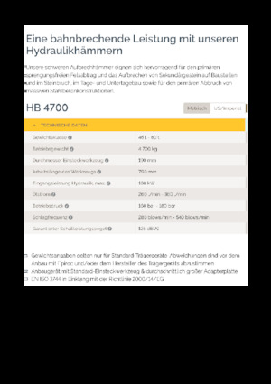 Hidrolik yontma çekiçleri Epiroc HB 4700