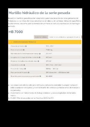 Hydraulic Breakers Epiroc HB 7000