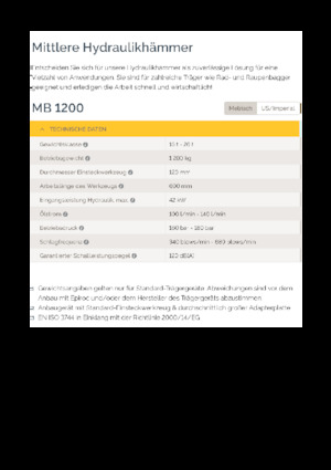 Hydraulic Breakers Epiroc MB 1200