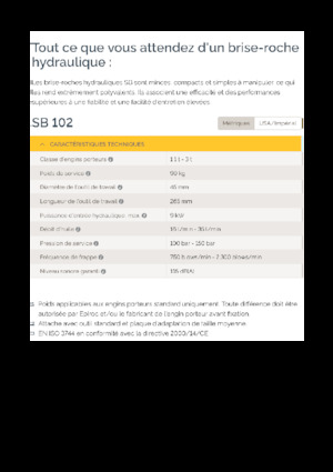 Hidrolik yontma çekiçleri Epiroc SB 102