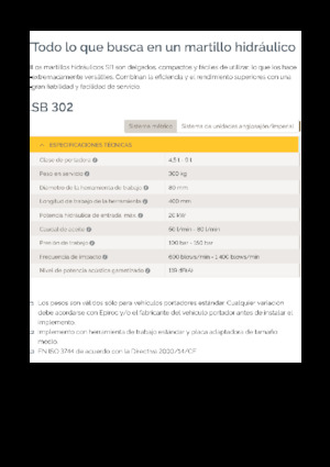 Hidrolik yontma çekiçleri Epiroc SB 302